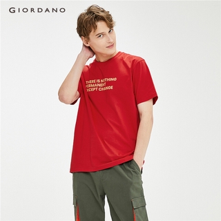 ผ้าฝ้าย 100%GIORDANO เสื้อยืดผู้ชาย คอกลม แขนสั้น - Mens Printed Tee 01091208S-3XL