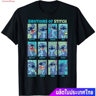 เสื้อยืดอินเทรนด์ผู้ชายอินเทรนด์ผู้หญิงเสื้อยืดแขนสั้น  Lilo &amp; Stitch Emotions Of Stitch Panels T-Shirt Short sleeve T-s