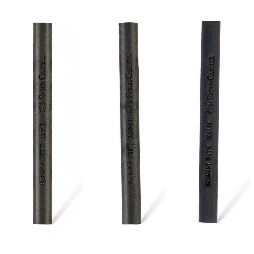 FABER CASTELL PITT CHARCOAL STICK COMPRESSED (สีพาสเทล SOFT MEDIUM HARD ...