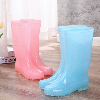 Rain boots โฟร์ซีซั่นเจลลี่รองเท้าฝนผู้หญิงรองเท้าบูทกันน้ำขนาดกลางและสูงสำหรับผู้ใหญ่ห้องครัวล้างรถกันลื่นสวมใส่ทำงานกา