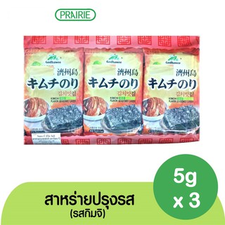 สินค้า ก็อดบาวี่ สาหร่ายปรุงรส รสกิมจิ (5กรัม x 3) ขนมเกาหลี/ Godbawee Seaweed Kimchi Flavor (5g x 3)