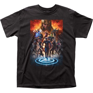 เสื้อยืดสีพื้นคอกลม Marvel Avengers Endgame Infinity Gauntlet Adult Black Fitted Jersey T-Shirt Tee saleW}m