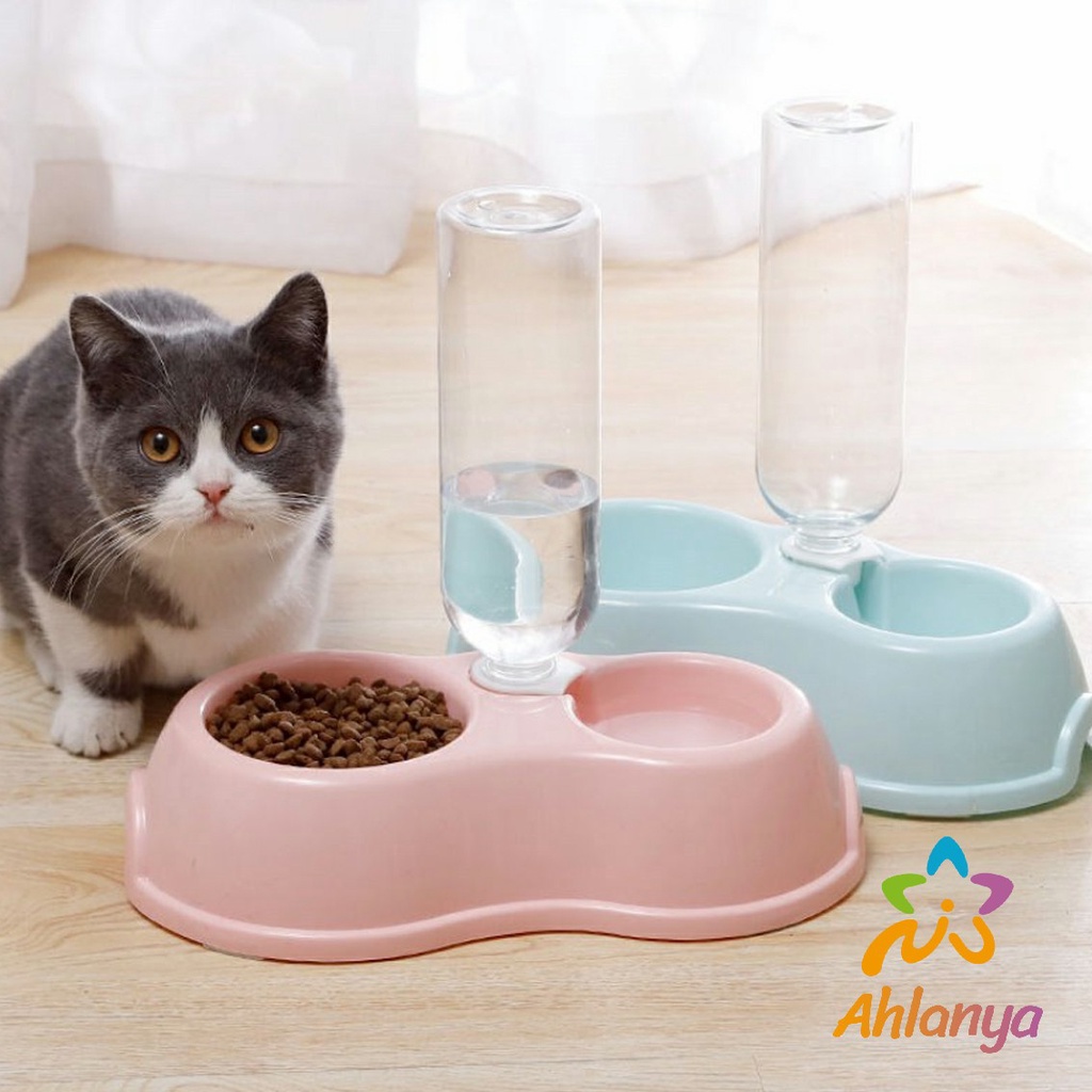 ahlanya-ชามให้อาหาร-พร้อมน้ำสำหรับสุนัขและแมว-แบบ-2-หลุม-พร้อมขวดน้ำ-ชามพกพา-pet-feeding-bowl