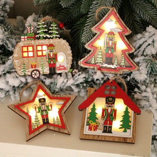 ของตกแต่ง ต้นคริสต์มาส โมบายไม้ ลายทหาร มีไฟ บ้านไม้ ต้นคริสต์มาส Christmas ornaments