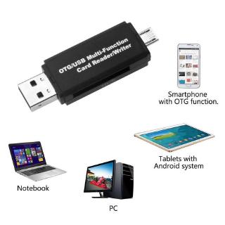 อะแดปเตอร์การ์ดรีดเดอร์ Micro Usb Otg To Usb 2 . 0 Micro Sd / Tfสำหรับโทรศัพท์มือถือแท็บเล็ตสีดำ