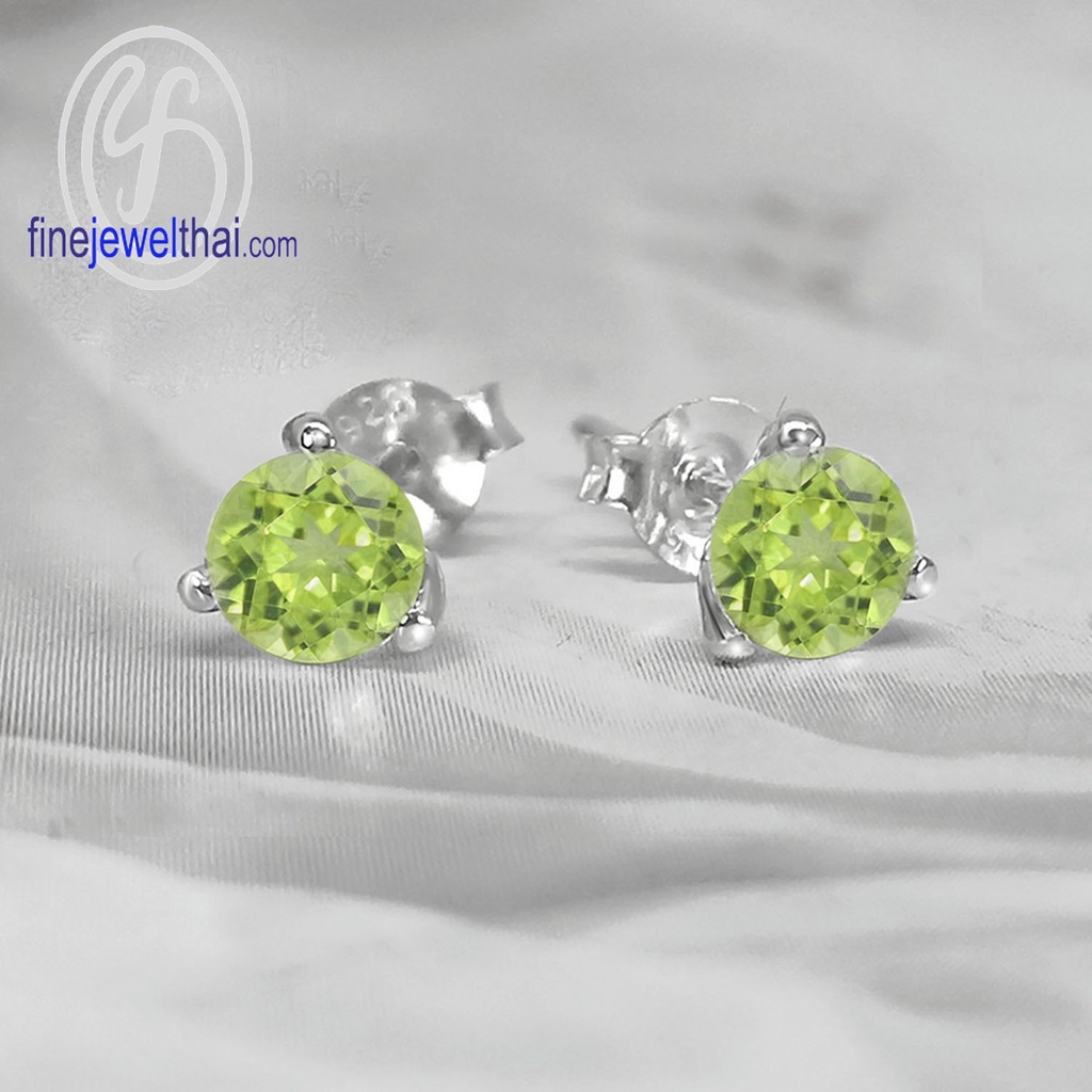 finejewelthai-ต่างหูเพอริดอท-ต่างหูพลอย-พลอยประจำเดือนเกิด-peridot-silver-earring-birthstone-e1025pd-5m