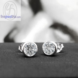 Finejewelthai-ต่างหู-ต่างหูเพชร-ต่างหูเงิน-เพชรสังเคราะห์-เงินแท้925/Diamond-CZ-Silver-Earring-E2164cz00