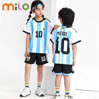 Milo 22-23 โลกสองบาร์บีอาร์เจนตินาบ้านฉบับที่ 10 เมสซี่ทีมชาติฟุตบอลเสื้อเครื่องแบบเด็ก