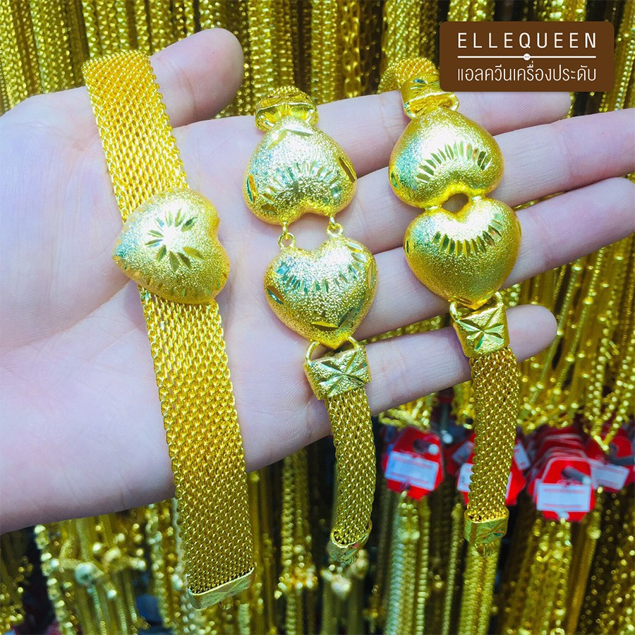 จัดส่งฟรี-สร้อยข้อ-ลายหัวใจ-งานชุบทองไมครอนแท้-สอบถามขนาดที่ต้องการ