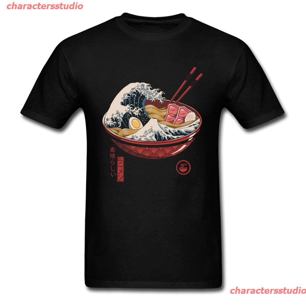 charactersstudio-2022-เสื้อยืดคอกลมผ้าฝ้าย-100-พิมพ์ลาย-great-ramen-wave-สไตล์ญี่ปุ่นสําหรับผู้ชาย-discount