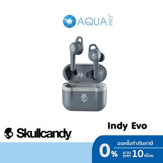 Skullcandy Indy Evo True Wireless Earbuds หูฟังสอดหู ไร้สาย สีเทา Chill Grey ทนเหงื่อกันเหงื่อ หูฟังบลูทูธไร้สาย