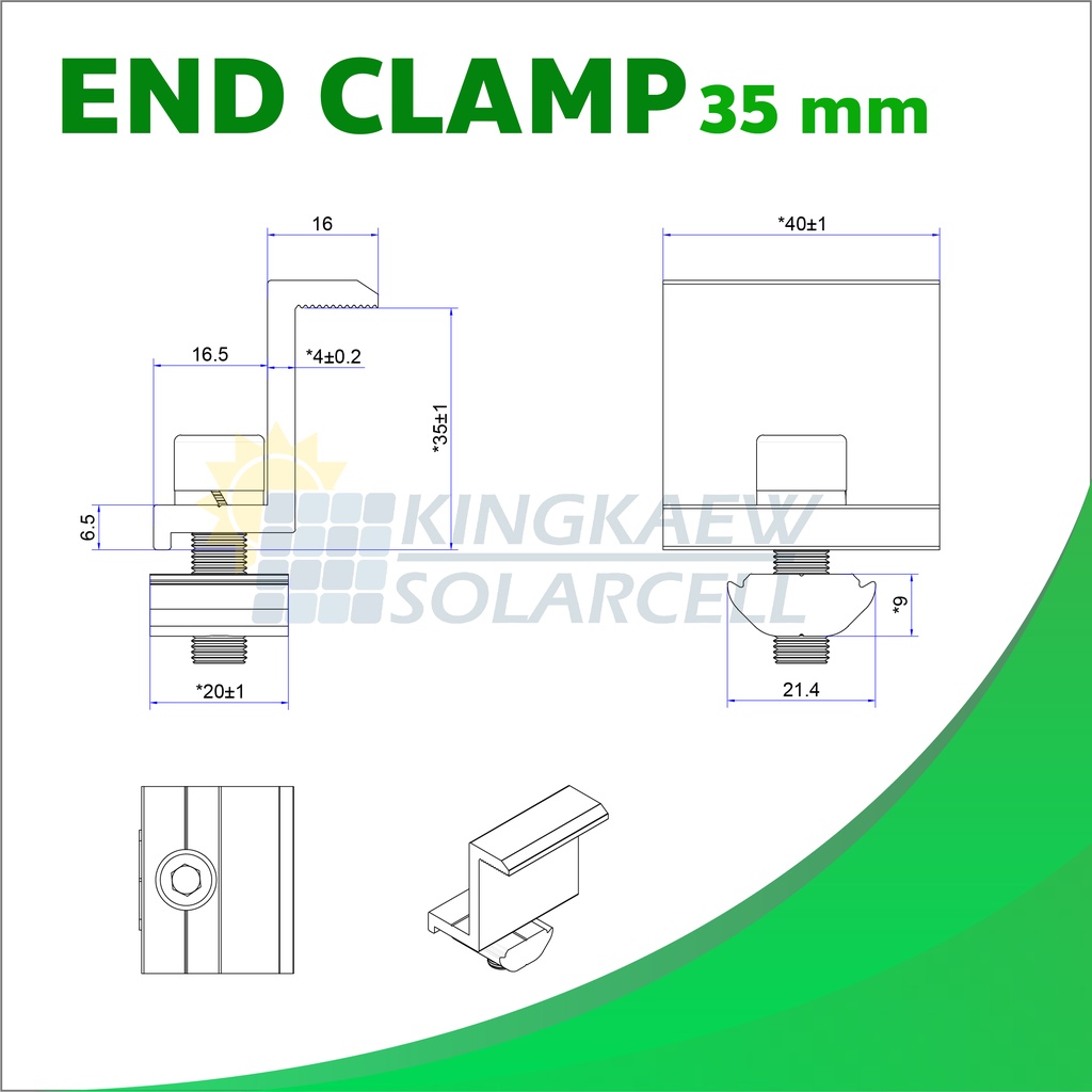 ภาพหน้าปกสินค้าEnd clamp ตัวยึดขอบ 30-35-40 มม แผงโซล่าเซลล์ เข้ากับรางอะลูมิเนียม มี 2 แบบให้เลือก จากร้าน kingkaewsolarcell บน Shopee