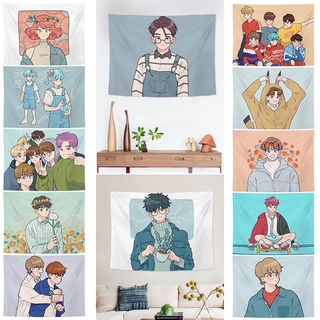 bts Anime ผ้าแขวนผนังสําหรับตกแต่งบ้าน