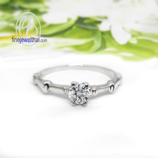 Finejewelthai แหวนเพชร แหวนเงิน เพชรสังเคราะห์ เงินแท้/ Diamond CZ-Silver-Wedding-Ring - R1223cz