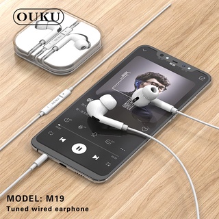 OUKU M19 หูฟัง แจ๊ค 3.5 มม. หูฟังมีสาย Small talk Tuned Wired earphone พร้อมส่ง