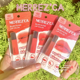 Merrezca Blur Filter Lip Color 1.5g. มีให้เลือก 3 เฉดสี ขนาดมินิ ลิปทินต์สีชัดติดทน