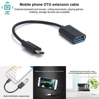 type - c otg อะแดปเตอร์สายเคเบิ้ล usb 3 . 1 type c male to usb3 . 0 a female otg 16 ซม.