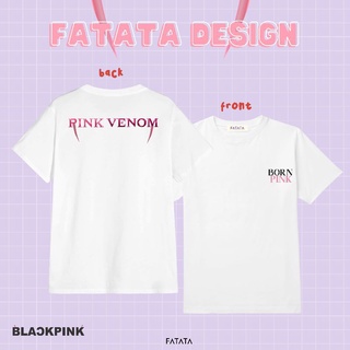 เสื้อยืด มีฮู้ด แต่งซิป ลาย BLACKPINK MERCHANDISE สีชมพู