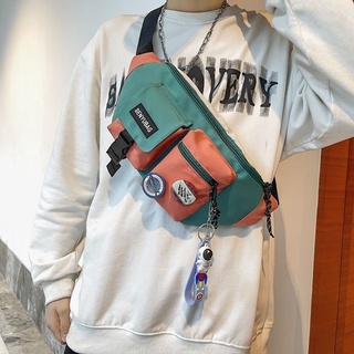 ♚▤กระเป๋าคาดหน้าอก Men s Tide Brand Tooling Messenger Bag Men s Backpack INS Tide Small Bag Personal-Match Waist Bag Boy