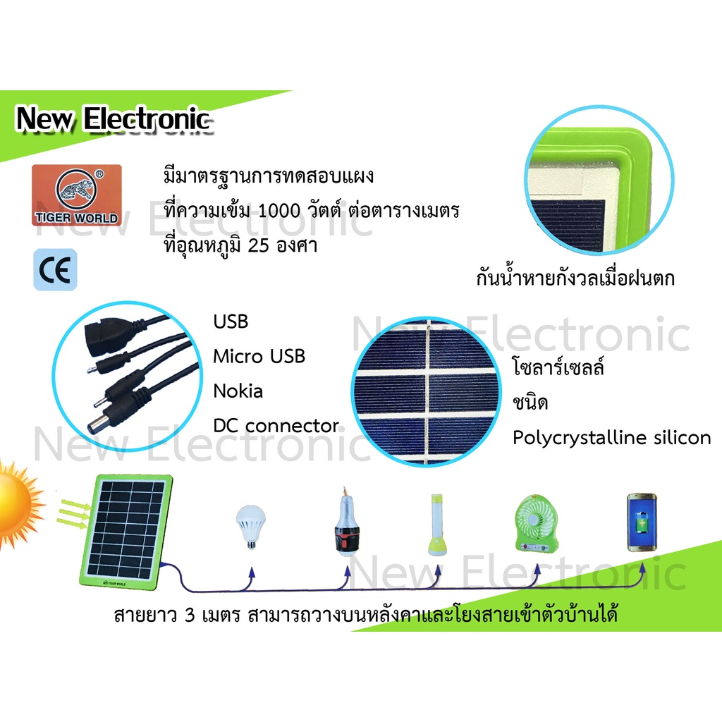 solar-cell-แผงโซล่าเซลล์-5w-tiger-world-ชาร์จแบตเตอรี่-แบตสำรอง-ชาร์จมือถือ-5v-พกพาสะดวกตากแดดเสียบชาร์จได้ไฟใช้ฟรีทันที