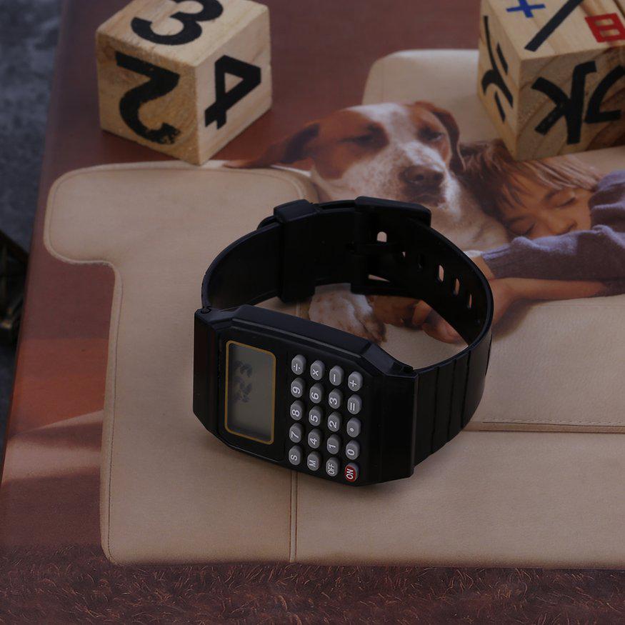 สินค้า เครื่องคิดเลขStudents Calculator Digital Watch Solid Color Silicone Calculator Wrist Watch