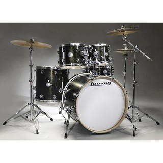 กลองชุด Ludwig Element 5pc Drive Drum Set.สีดำ พร้อมฉาบ 13" Hihat , 16" Crash และ 18" Crash/Ride ครบชุด