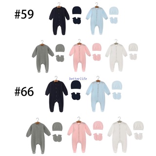 Btf ชุดบอดี้สูทแขนยาว และหมวกโรงพยาบาล และถุงมือ เสื้อผ้าเด็ก 0-3-6 เดือน 3 ชิ้น