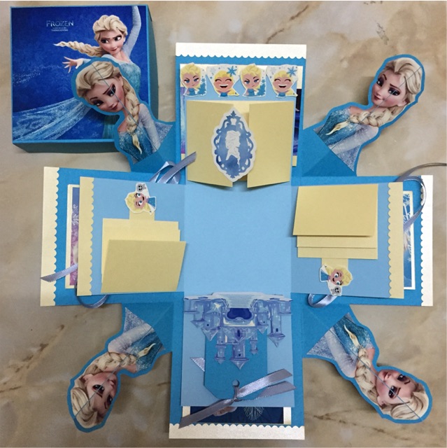 กล่องของขวัญแฮนด์เมด ขนาด10*10เซน explosion box กล่องระเบิด frozen เอล ...
