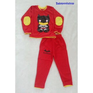 Set เสื้อแขนยาว + กางเกงขายาว สกรีนลาย Batman สีแดง สีน้ำเงิน Size : 1y / 2y / 5y
