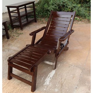 Sukthong@เเพร่ เก้าอี้ระนาดใหญ่ไม้สักทองปรับได้ 2 ระดับ กxยxส 70x170x80 ซม. สีโอ๊คเเดงเข้มข้นใช้สีเยอะพิเศษ พับเก็บได้