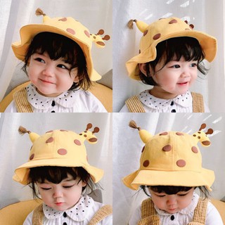 ✨ Kimi ๑ Baby Giraffe Sun Hat Cotton Kids Hats Summer Cartoon Beach Caps Boys Girls Travel Cap