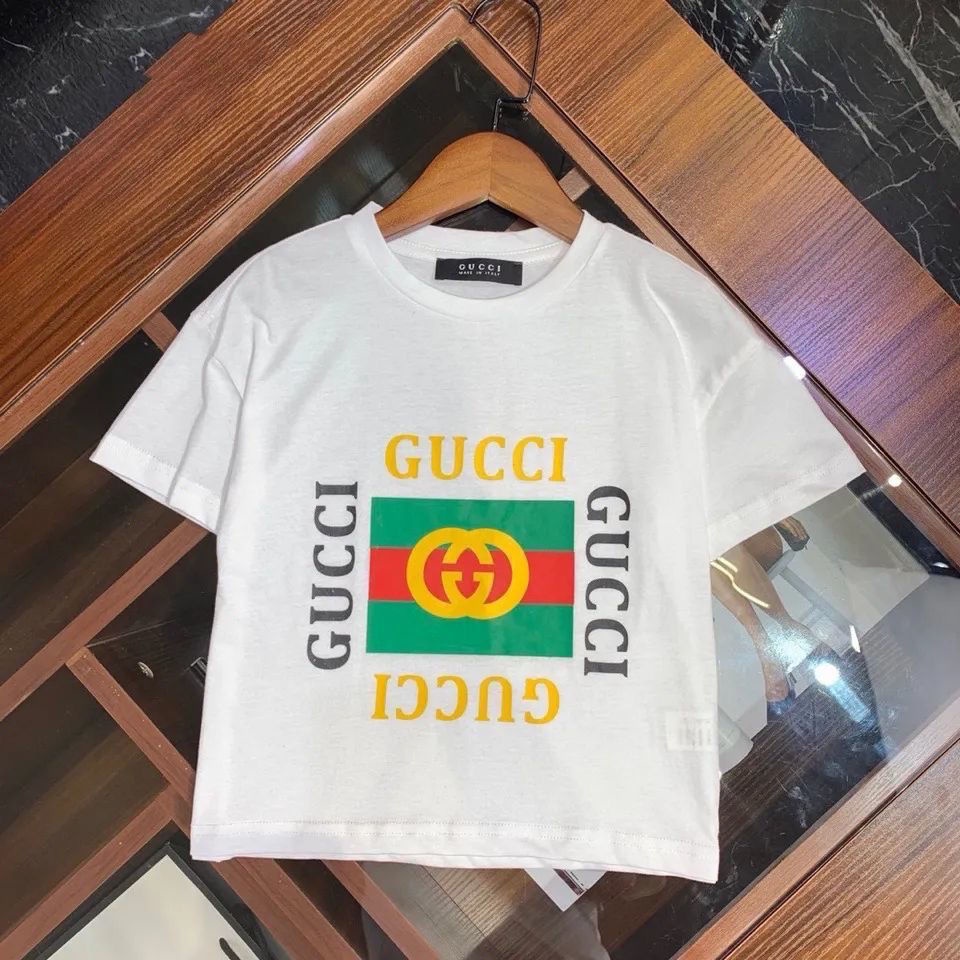 เสื้อยืดแขนสั้น-ผ้าฝ้าย-พิมพ์ลายตัวอักษร-gucci-trademark-แฟชั่นฤดูร้อน-สําหรับเด็ก