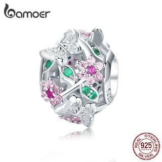 BAMOER Fashion Charm 925 Silver Fit Original Bracelet Dancing Butterfly