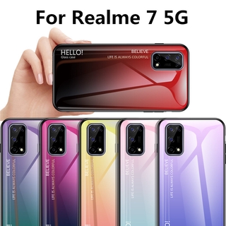 เคสโทรศัพท์ Realme 7 5G Phone Case Glossy Gradient Colorful Tempered Glass Casing Soft Edges Back Cover for Realme7 5G เคส