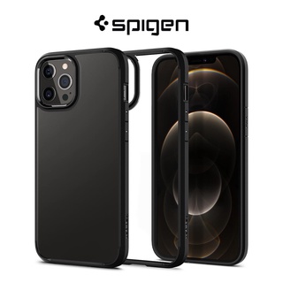 Spigen เคสโทรศัพท์มือถือ ไฮบริด กันตก บางพิเศษ สีดํา เกรดมิลลิกรัม สําหรับ iPhone 12 Pro Max