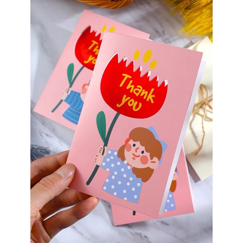 card4you-การ์ด-thank-you-เด็กน้อยถือช่อดอกไม้-น่ารักๆ