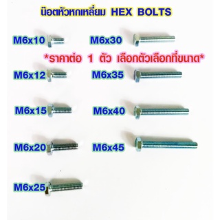 ภาพหน้าปกสินค้าน๊อตหัวหกเหลี่ยม เกลียวมิล M6 ยาว 10-45 มม. น็อตหัวหกเหลี่ยม น็อตหกเหลี่ยม น็อต น๊อต น็อตตัวผู้ สกรู Screw HEX BOLT ซึ่งคุณอาจชอบสินค้านี้