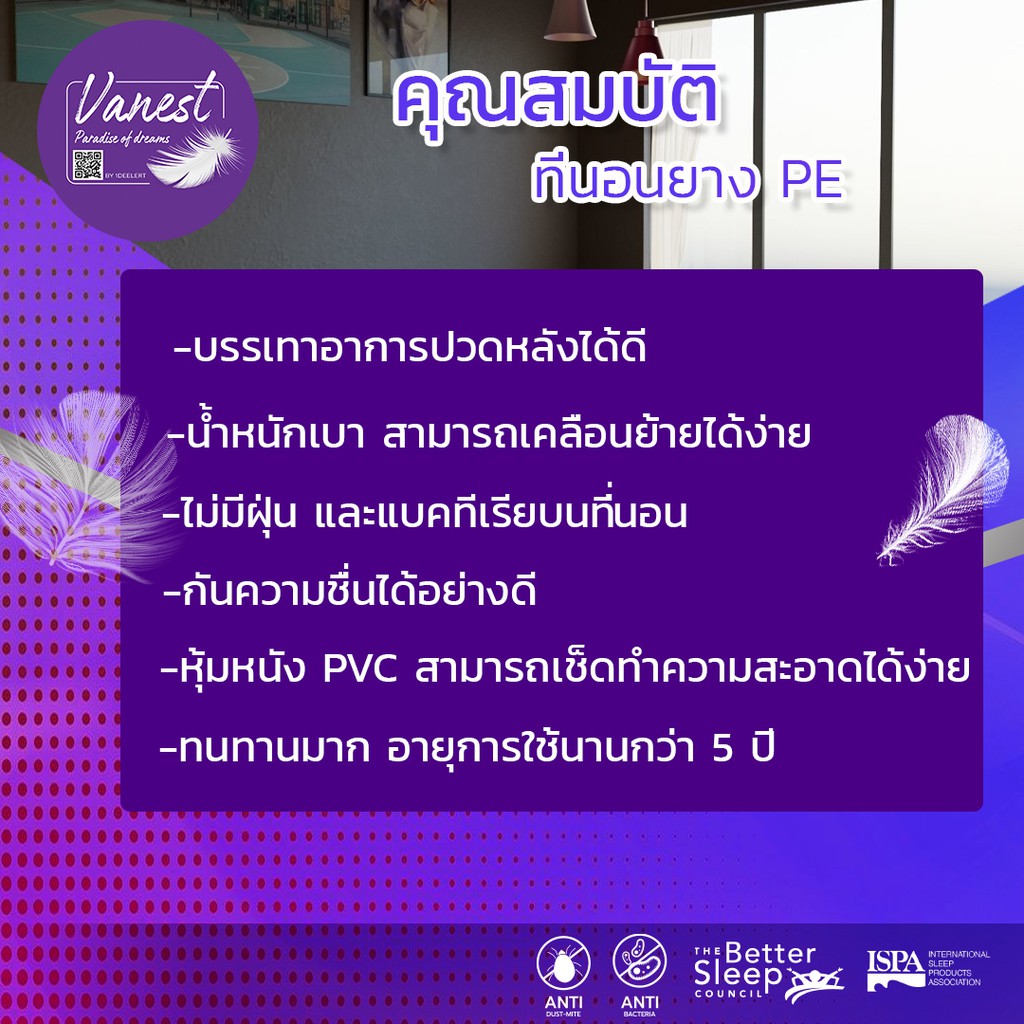 bedisupreme-ที่นอนยาง-pe-ล้วน-topper-หุ้ม-หนัง-pvc-ขนาด-5-ฟุต-เลือกความหนาได้-จัดส่งสินค้าฟรีทั่วประเทศ