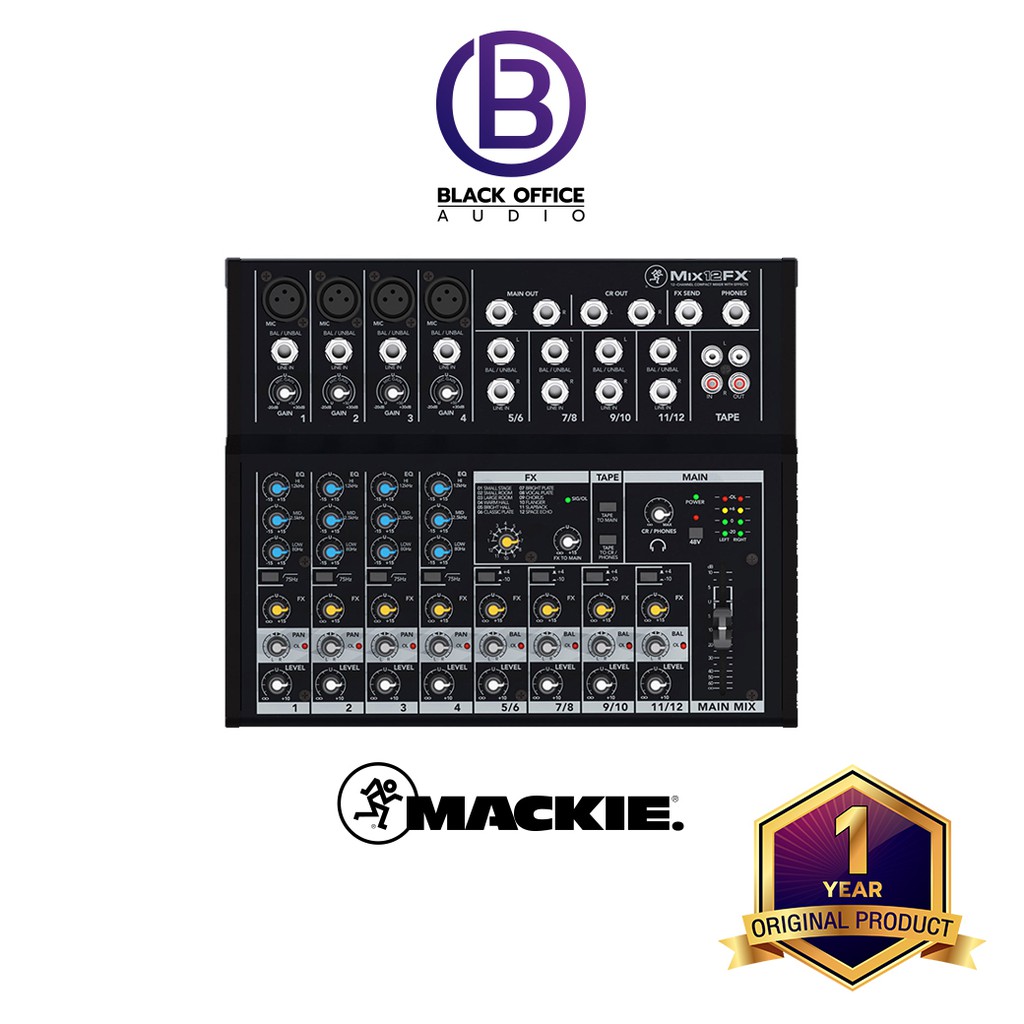 mackie-mix12fx-มิกเซอร์-ซัพมิกซ์-มีเอฟเฟคในตัว-ร้องคาราโอเกะ-เล่นดนตรี-mixer-blackofficeaudio