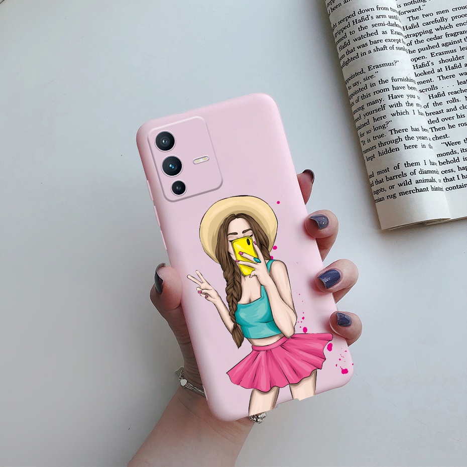 เคสโทรศัพท์มือถือ-tpu-นิ่ม-เนื้อแมตต์-ลายเด็กผู้หญิงสวย-แฟชั่น-สําหรับ-vivo-v23-5g-vivov23-v-23-5g