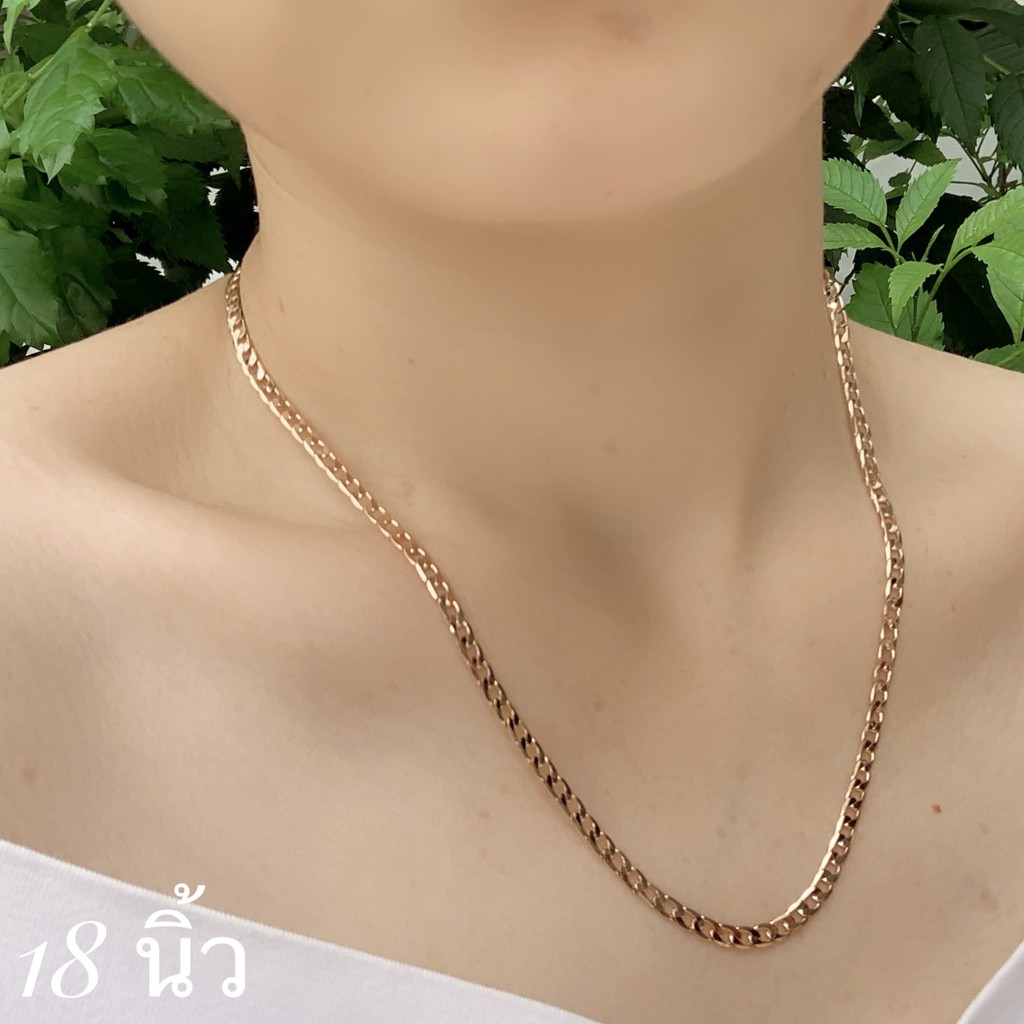 สร้อยคอเลเซอร์18k-สร้อยคออิตาลีพิงค์โกลด์-โรสโกล-ใส่อาบน่าได้สร้อยคอใส่พระสร้อยคออิตาลี-style-italy18kใส่นานๆ