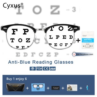 Cyxus แว่นตาอ่านหนังสือ แบบครึ่งกรอบ ป้องกันแสงสีฟ้า สําหรับผู้หญิง และผู้ชาย +1.00-3.00-2056
