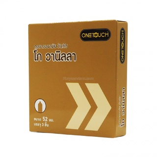 Onetouch Go Smart Vanilla ถุงยางอนามัยราคาประหยัด กลิ่นวานิลลา ขนาด 52 มม. บรรจุ 1 กล่อง (3 ชิ้น)