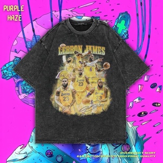 เสื้อยืด ขนาดใหญ่ พิมพ์ลาย Haze Lebron James สีม่วง | หินล้างทําความสะอาด | เสื้อเชิ้ต James Lebron | เสื้อเชิ้ต Lakers