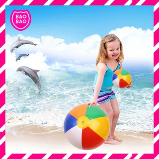สินค้า BAOBAOBABYSHOP - ลูกบอลชายหาดแบบเป่าลมขนาด 26 ซม. ลูกบอลเด็กเล่น ลูกบอลสีเป่าลม บอลเป่าลม