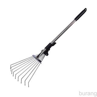 Scalable Garden Rake Extendable Leaves Rake with Flexible Teeth Rod for Garden Backyard Lawn Farm Street 9 Teeth burang