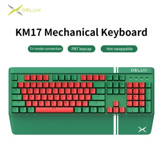 Delux KM17 คีย์บอร์ดไร้สายบลูทูธ 2.4G รองรับ RGB Light PBT พร้อมคีย์บอร์ดแม่เหล็ก