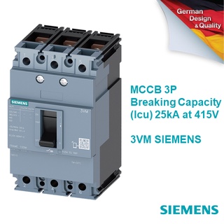 MCCB Siemens รุ่น 3VM 3P - พิกัดกระแส 16A-160A - Icu up to 25kA at 415V