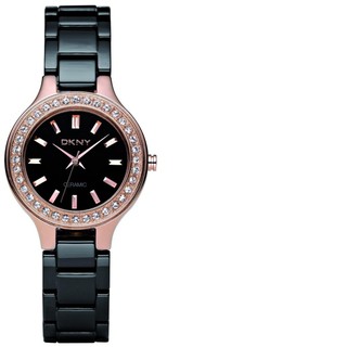 DKNY Womens NY4981 Black Ceramic Quartz Watch with BlackDial(Black)