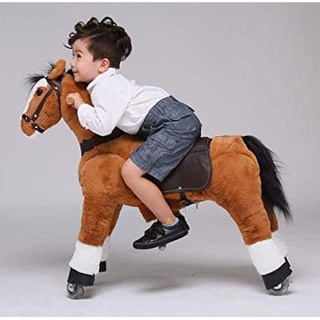 ม้าโยกล้อเลื่อนขี่ได้เหมือนจริง  Ride on horse ขนนิ่มมาก เกรดดีพรีเมี่ยม พร้อมส่ง